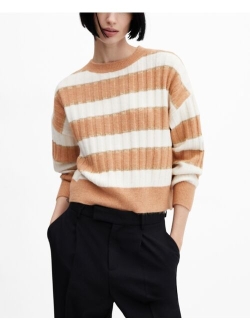 Women's Round-Neck Striped Sweater