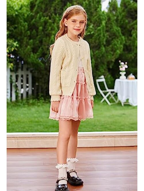 GRACE KARIN Girls Cardigan Long Sleeve Uniforms Knit Sweater Outerwear for Kids