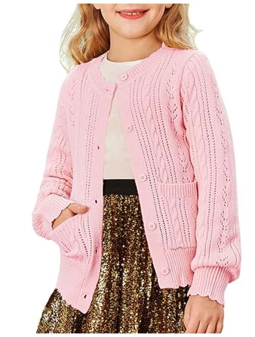 GRACE KARIN Girls Cardigan Long Sleeve Uniforms Knit Sweater Outerwear for Kids