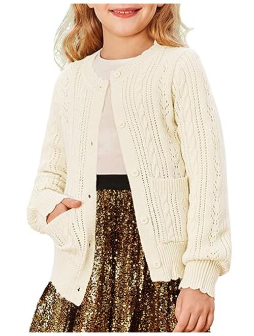 GRACE KARIN Girls Cardigan Long Sleeve Uniforms Knit Sweater Outerwear for Kids