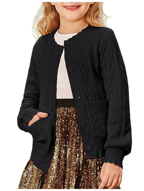 GRACE KARIN Girls Cardigan Long Sleeve Uniforms Knit Sweater Outerwear for Kids