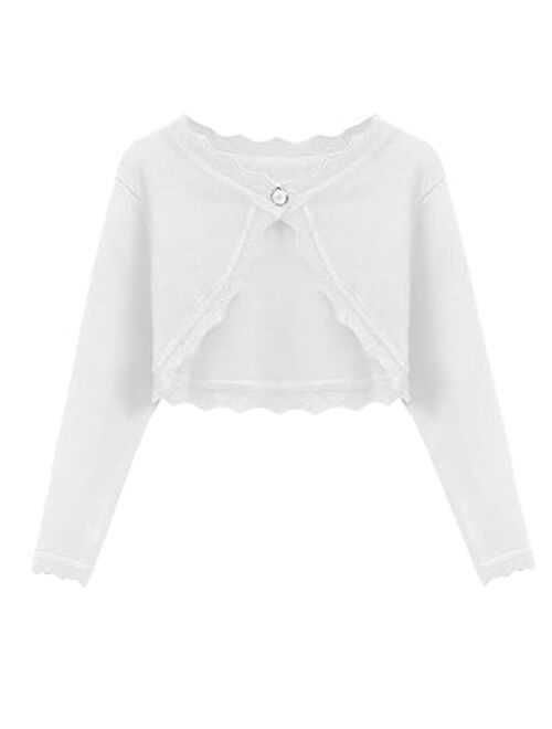 Arshiner Girls Open Front Bolero Shrug Kids Long Sleeve Cropped Elegant Cardigan Knit Sweater