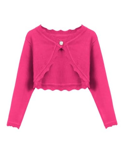 Arshiner Girls Open Front Bolero Shrug Kids Long Sleeve Cropped Elegant Cardigan Knit Sweater