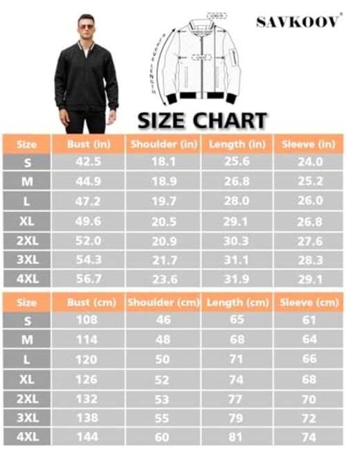 SAVKOOV Mens Loose Fit Lightweight Jacket Casual Stylish bomber Jacket