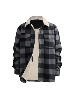 Gary Com Heavy Thick Flannel Plaid Jacket Sherpa Fleece Lined Hoodies for Men Zip Up Winter Warm Coat Buffalo Zipper Sweatshirt