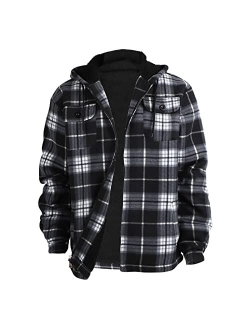 Gary Com Heavy Thick Flannel Plaid Jacket Sherpa Fleece Lined Hoodies for Men Zip Up Winter Warm Coat Buffalo Zipper Sweatshirt