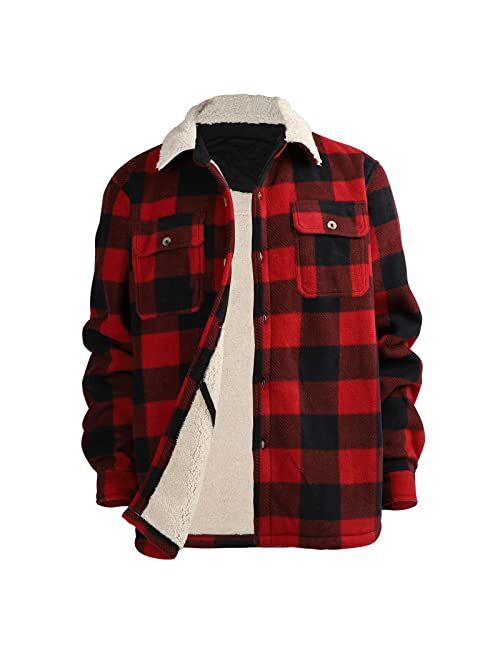 Gary Com Heavy Thick Flannel Plaid Jacket Sherpa Fleece Lined Hoodies for Men Zip Up Winter Warm Coat Buffalo Zipper Sweatshirt