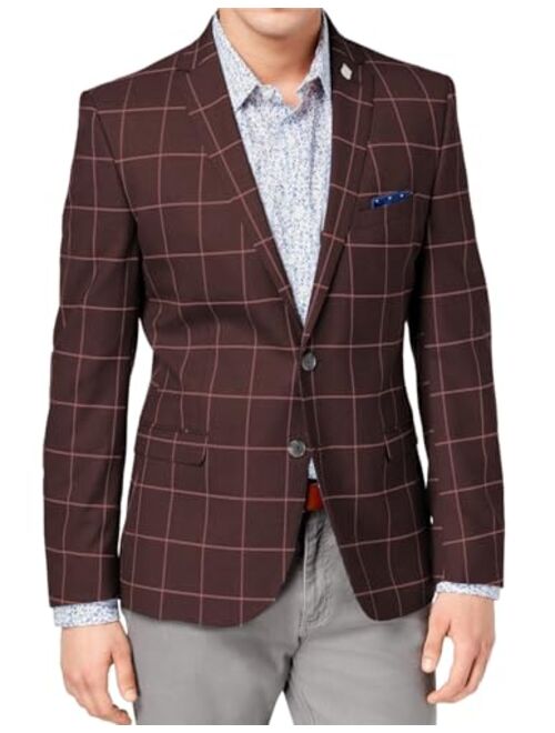 Wangyue Mens Plaid Blazer Checkered Suit Blazer Jackets Slim Fit Notched Lapel Two Button Jacket Casual Sports Coat