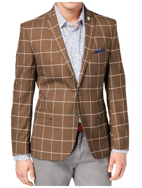 Wangyue Mens Plaid Blazer Checkered Suit Blazer Jackets Slim Fit Notched Lapel Two Button Jacket Casual Sports Coat