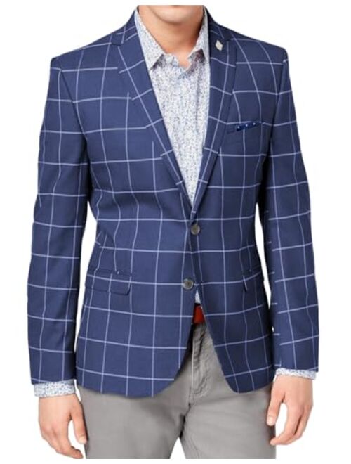 Wangyue Mens Plaid Blazer Checkered Suit Blazer Jackets Slim Fit Notched Lapel Two Button Jacket Casual Sports Coat