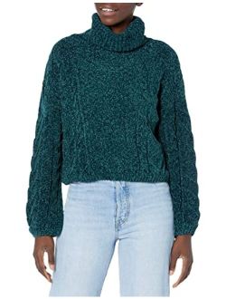 [BLANKNYC] Womens Chenile Braided Cable Sweater