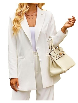 luvamia 2023 Blazers for Women Business Casual Long Blazer Jackets Dressy Work Professional Office Outfits Lapel Pockets