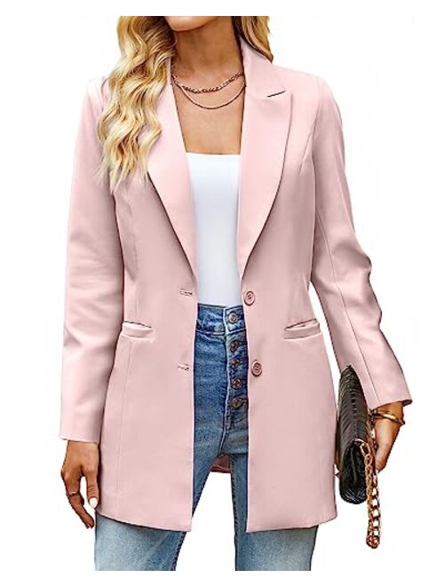 luvamia 2023 Blazers for Women Business Casual Long Blazer Jackets Dressy Work Professional Office Outfits Lapel Pockets