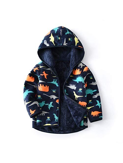 Feidoog Toddler Polar Fleece Jacket Hooded Baby Boys Girls Autumn Winter Long Sleeve Thick Warm Outerwear