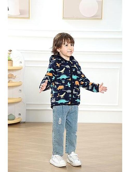 Feidoog Toddler Polar Fleece Jacket Hooded Baby Boys Girls Autumn Winter Long Sleeve Thick Warm Outerwear