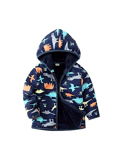 Feidoog Toddler Polar Fleece Jacket Hooded Baby Boys Girls Autumn Winter Long Sleeve Thick Warm Outerwear