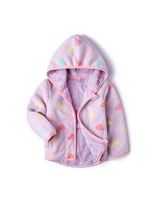 Feidoog Toddler Polar Fleece Jacket Hooded Baby Boys Girls Autumn Winter Long Sleeve Thick Warm Outerwear