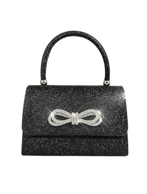 Trisapu Womens Evening Bag Sparkly Bow Clutch Purse Wedding Party Purses Glitter Rhinestone Cocktail Prom Handbags