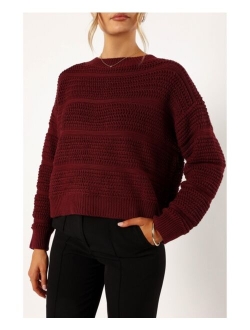 PETAL AND PUP Nancy Crewneck Textured Knit Sweater