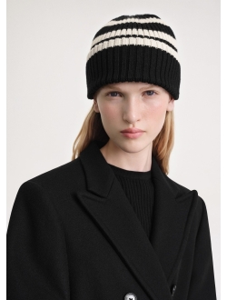 striped wool beanie hat