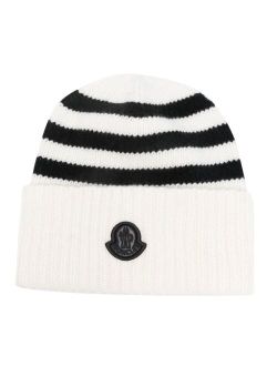 striped ribbed-knit wool beanie