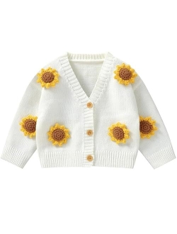 Neiwech Baby Girl Cardigan Sweater Toddler Knit V-Neck Button Long Sleeve Outwear Fall Winter Clothes