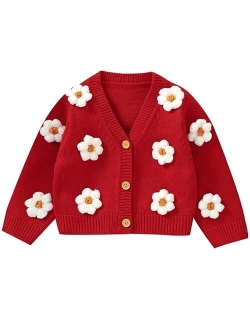 Neiwech Baby Girl Cardigan Sweater Toddler Knit V-Neck Button Long Sleeve Outwear Fall Winter Clothes