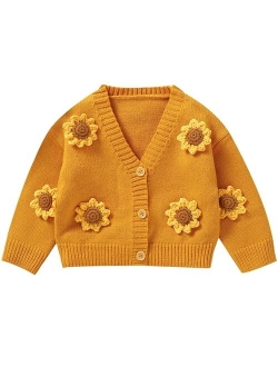 Neiwech Baby Girl Cardigan Sweater Toddler Knit V-Neck Button Long Sleeve Outwear Fall Winter Clothes