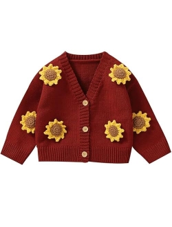 Neiwech Baby Girl Cardigan Sweater Toddler Knit V-Neck Button Long Sleeve Outwear Fall Winter Clothes