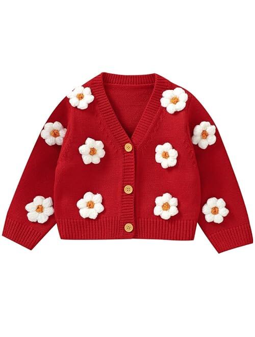 Neiwech Baby Girl Cardigan Sweater Toddler Knit V-Neck Button Long Sleeve Outwear Fall Winter Clothes