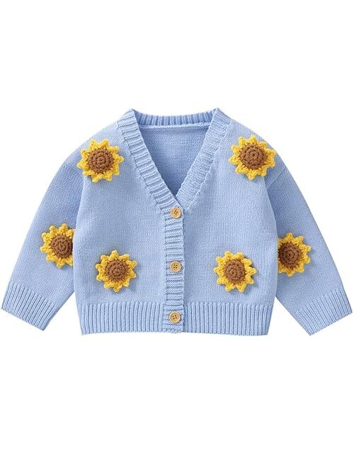 Neiwech Baby Girl Cardigan Sweater Toddler Knit V-Neck Button Long Sleeve Outwear Fall Winter Clothes