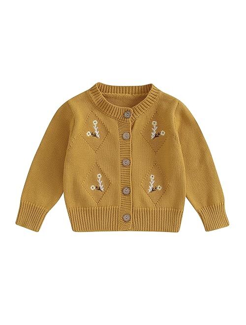 sweetyhouse Toddler Baby Girl Boy Cardigan Sweater Knit Chunky Crewneck Long Sleeve Open Front Sweaters Winter Clothes