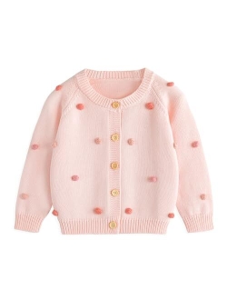 Simplee kids Baby Sweater Cardigan Jacquard Cable-Knit Spring Coat Long Sleeve Cardigan for Baby Girl