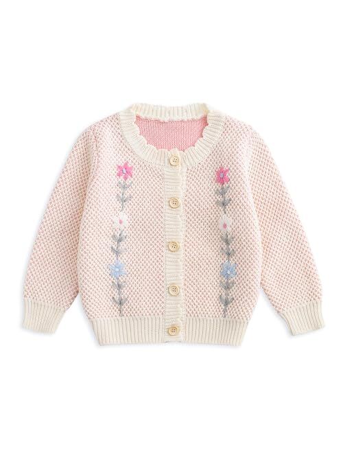 Simplee kids Baby Sweater Cardigan Jacquard Cable-Knit Spring Coat Long Sleeve Cardigan for Baby Girl