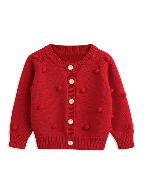 Simplee kids Baby Sweater Cardigan Jacquard Cable-Knit Spring Coat Long Sleeve Cardigan for Baby Girl