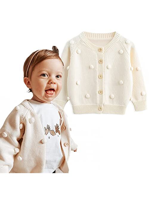 Simplee kids Baby Sweater Cardigan Jacquard Cable-Knit Spring Coat Long Sleeve Cardigan for Baby Girl