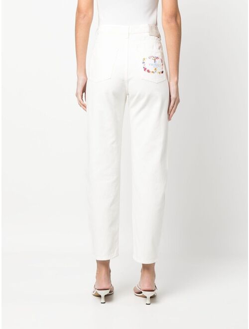 TWINSET embroidered-logo straight-leg denim trousers