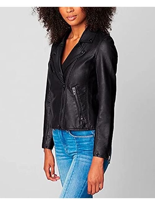 [BLANKNYC] Womens Luxury Clothing Semi Fitted Vegan Leather Motorcycle Jacket