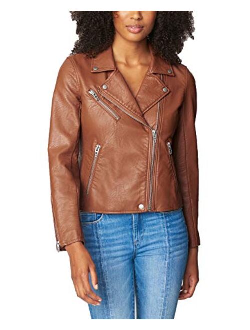 [BLANKNYC] Womens Luxury Clothing Semi Fitted Vegan Leather Motorcycle Jacket