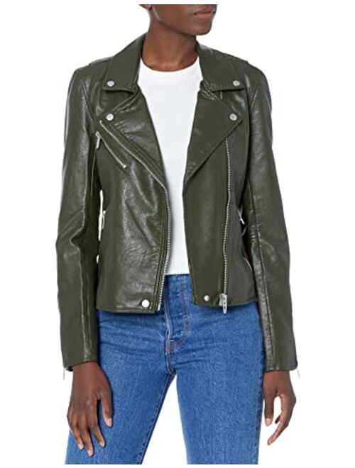 [BLANKNYC] Womens Luxury Clothing Semi Fitted Vegan Leather Motorcycle Jacket