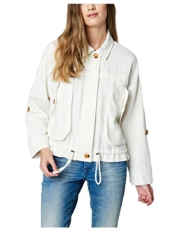 [BLANKNYC] womens Luxury Clothing Linen Utility Jacket With Pockets, Comfortable & Stylish Coat