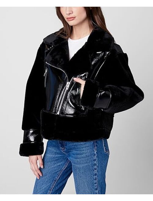 [BLANKNYC] Womens Vegan Leather Bonded Moto Jacket