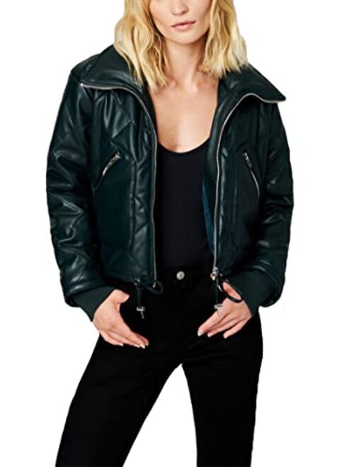 [BLANKNYC] Womens Vegan Leather Bomber Jacket