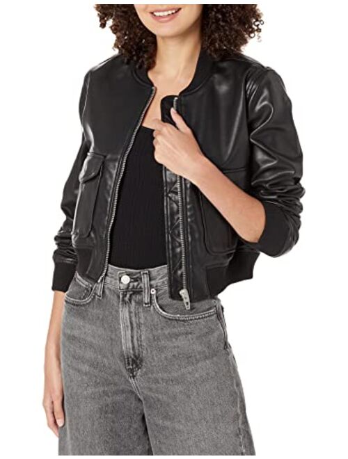 [BLANKNYC] Womens Vegan Leather Bomber Jacket