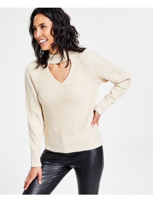 INC International Concepts I.N.C. International Concepts Women's Ribbed Keyhole Cutout Sweater, Created for Macy's