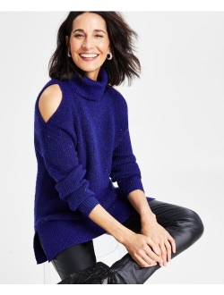 Women's Cold-Shoulder Turtleneck Sweater, Created for Macy's