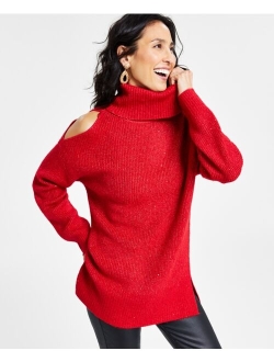 Women's Cold-Shoulder Turtleneck Sweater, Created for Macy's