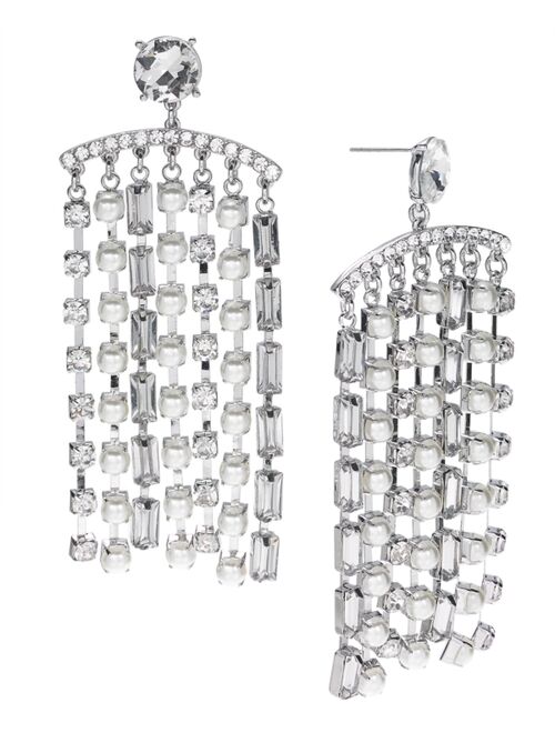 INC International Concepts I.N.C. International Concepts Crystal & Imitation Pearl Shaky Statement Earrings, Created for Macy's