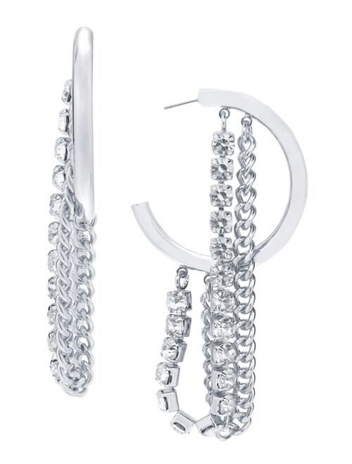 INC International Concepts I.N.C. International Concepts Crystal Chain Extra-Large Hoop Earrings, 3.05", Created for Macy's