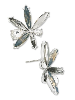 Silver-Tone Mixed Stone Fan Statement Stud Earrings, Created for Macy's